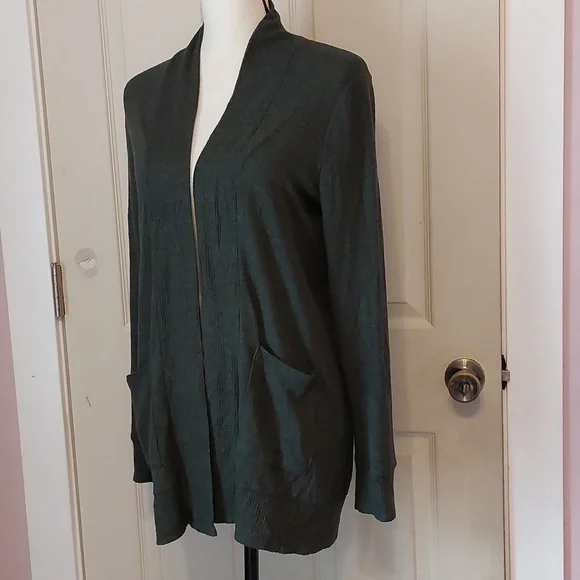 Papermoon Dark Olive Green Open Front Cardigan Wrap Sweater Size M - Picture 6 of 9